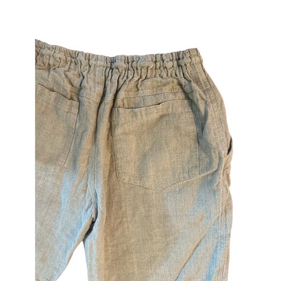 Women M Casa Mastro Positano Brown Beige Shorts 100% Linen Lagenlook - Picture 4 of 6